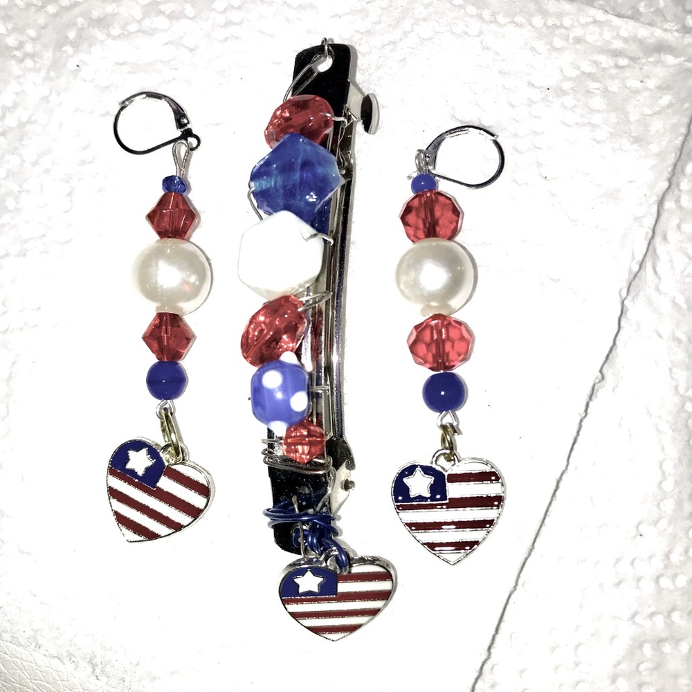 Hair barrette and matching earings